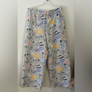 Disney Critter Print Wide Leg Jogger Pant 2 Pockets Pluto Meeko Percy Tod Gus